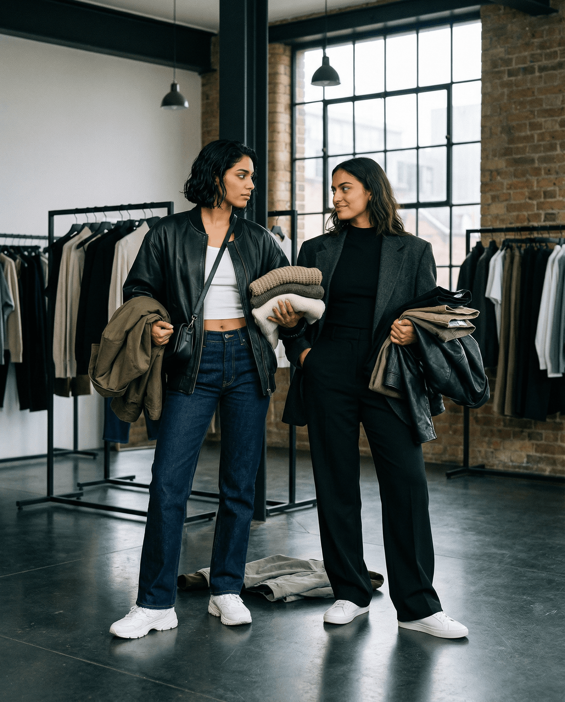 Two women shopping in a concept store — customer profiles being built from behavior